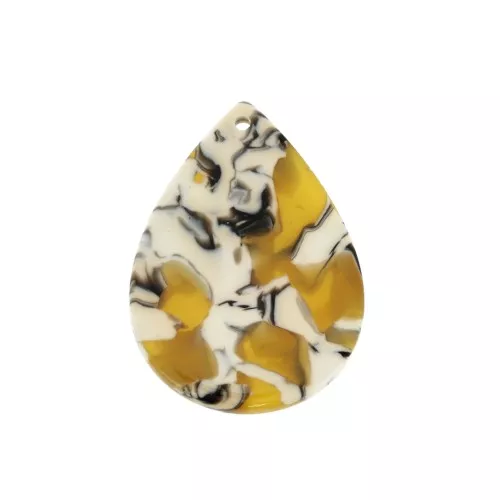 31x22mm Drop Pendant - Tortoise shell - Ochre - White x1