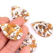 31x22mm Drop Pendant - Tortoise shell - Ochre - White x1