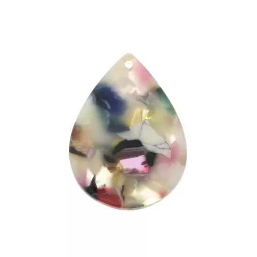 31x22mm Drop Pendant - Tortoise shell - Beige - Pink x1