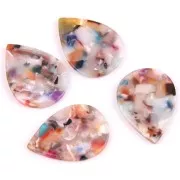 31x22mm Drop Pendant - Tortoise shell - Beige - Pink x1