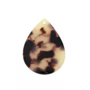 31x22mm Drop Pendant - Tortoise shell - Beige - Black x1