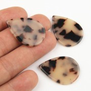 31x22mm Drop Pendant - Tortoise shell - Beige - Black x1