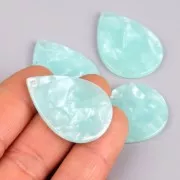 31x22mm Drop Pendant - Tortoise shell - Pearly Mint x1