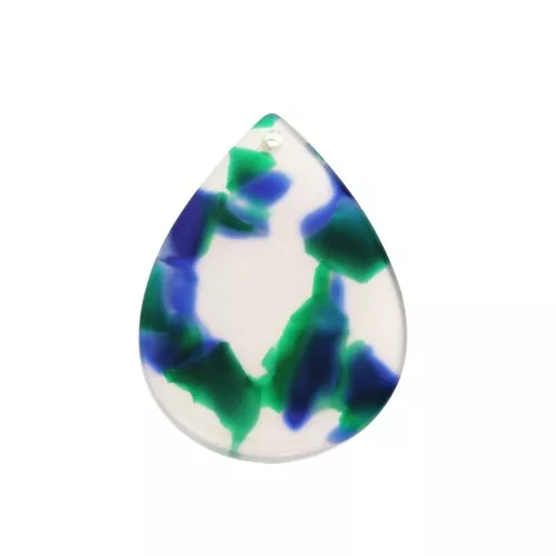 31x22mm Drop Pendant - Tortoise shell - Dark Blue - Green x1