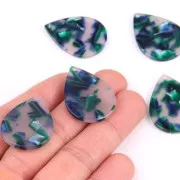 31x22mm Drop Pendant - Tortoise shell - Dark Blue - Green x1