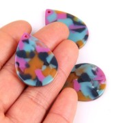 31x22mm Drop Pendant - Tortoise shell - Fuchsia - Blue - Camel x1