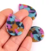 31x22mm Drop Pendant - Tortoise shell - Fuchsia - Blue - Camel x1