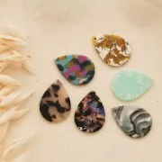 31x22mm Drop Pendant - Tortoise shell - Fuchsia - Blue - Camel x1