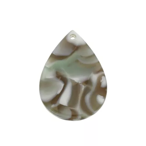 31x22mm Drop Pendant - Tortoise shell - Dark Brown - Pearl Grey x1