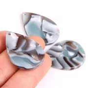 31x22mm Drop Pendant - Tortoise shell - Dark Brown - Pearl Grey x1