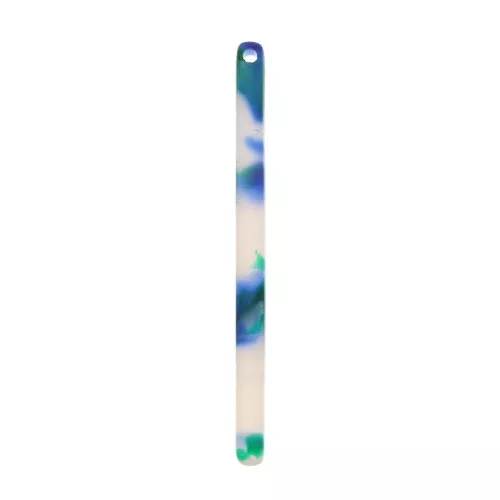 40x2.5mm Bar pendant - Tortoise shell - Dark Blue - Green x1