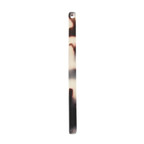 40x2.5mm Bar pendant - Tortoise shell - Beige - Black x1