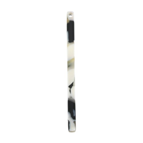 40x2.5mm Bar pendant - Tortoise shell - Black - White x1