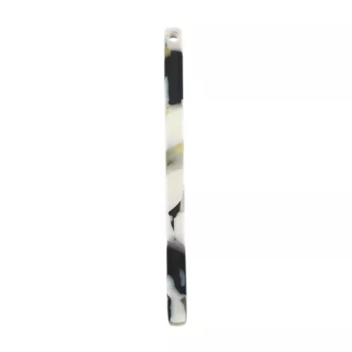 40x2.5mm Bar pendant - Tortoise shell - Black - White x1