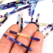 40x2.5mm Bar pendant - Tortoise shell - Multi Blue - Yellow x1