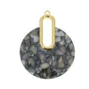 57x44mm Tortoiseshell Pendant - Design earrings - Grey - White x1|raw }}