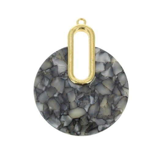 57x44mm Tortoiseshell Pendant - Design earrings - Grey - White x1