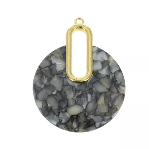 57x44mm Tortoiseshell Pendant - Design earrings - Grey - White x1