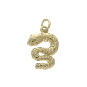 15.5x11mm Snake charm with closed ring - 3 micron Gold Plated x1|raw }}