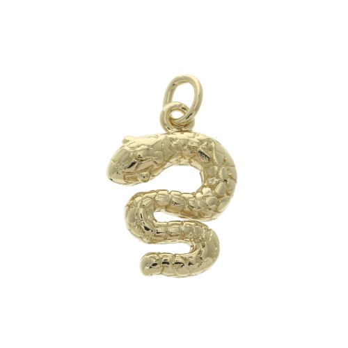 15.5x11mm Snake charm with closed ring - 3 micron Gold Plated x1