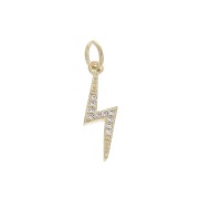 17x5mm Flash charm with zirconium oxide and closed ring - Crystal - 3micron Gold Plated x1