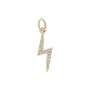 17x5mm Flash charm with zirconium oxide and closed ring - Crystal - 3micron Gold Plated x1