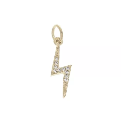 17x5mm Flash charm with zirconium oxide and closed ring - Crystal - 3micron Gold Plated x1