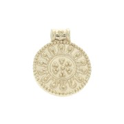 19x15mm Round arabesque pendant with small balls - 3 micron Gold plated x1|raw }}