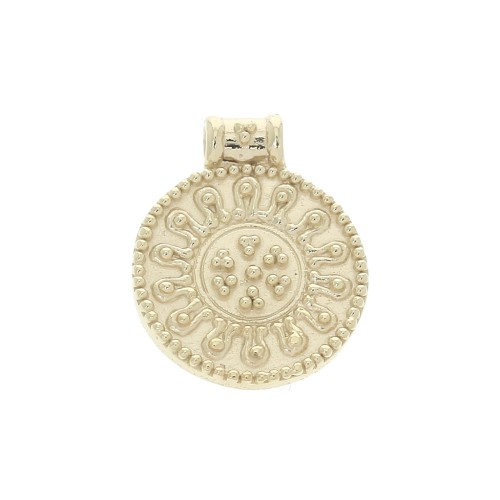 19x15mm Round arabesque pendant with small balls - 3 micron Gold plated x1