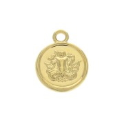 10x8mm Round Zodiac Sign Charm - Aquarius - Gold plated 3 micron x1|raw }}