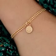 10x8mm Round Zodiac Sign Charm - Cancer - Gold plated 3 micron x1