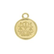 10x8mm Round Zodiac Sign Charm - Libra - Gold plated 3 micron x1|raw }}