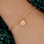 10x8mm Round Zodiac Sign Charm - Libra - Gold plated 3 micron x1