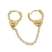 34x12mm 2-hole Earrings handcuffs with chains - Gold plated 3 micron x1|raw }}