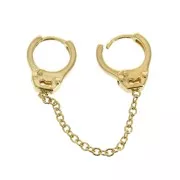 34x12mm 2-hole Earrings handcuffs with chains - Gold plated 3 micron x1