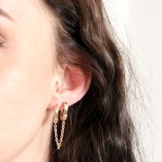 34x12mm 2-hole Earrings handcuffs with chains - Gold plated 3 micron x1