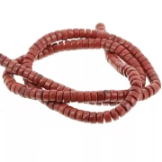 Heishi roundels gemstone beads 4x2.5 mm - Tinted Red Jasper x37 cm