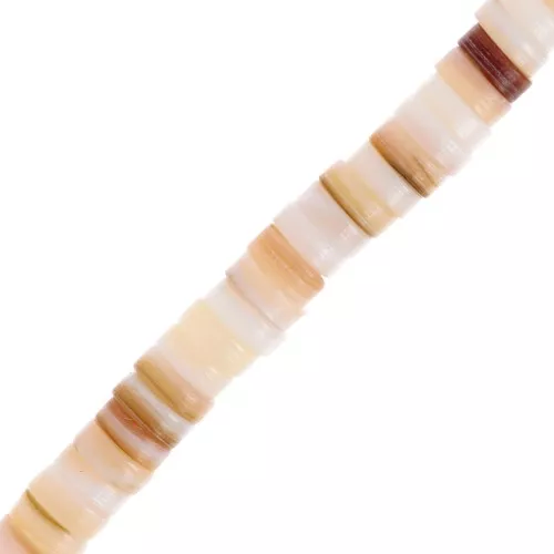 5mm Round mother-of-pearl Heishi beads - Natural x39cm
