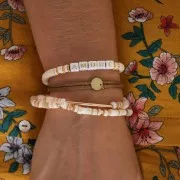 5mm Round mother-of-pearl Heishi beads - Natural x39cm