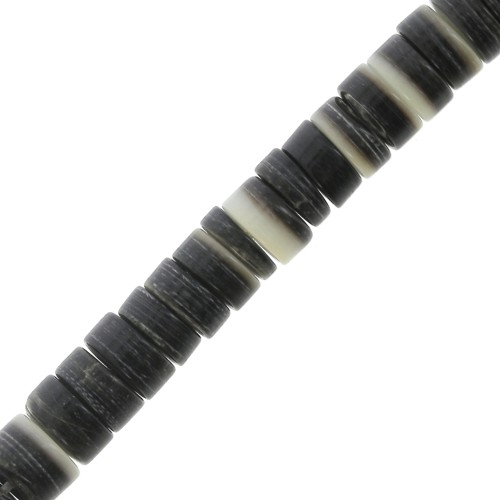6mm Round mother-of-pearl Heishi beads - Dark brown x39cm