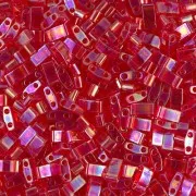 5x2.3x1.9mm Miyuki Half Tila Beads HTL-254 - Transparent Red AB x10g