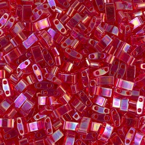 5x2.3x1.9mm Miyuki Half Tila Beads HTL-254 - Transparent Red AB x10g