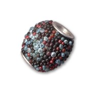 Round bead  with inclusions 17mm Black/Turquoise/Red x1