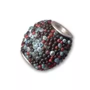 Round bead with inclusions 17mm Black/Turquoise/Red x1