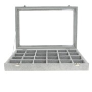 35x24x5cm Jewellery display - 24 compartments - imitation velvet - Grey x1|raw }}