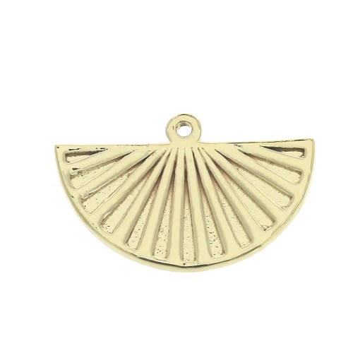 14x22mm Half circle worked pendant - Gold plated 3 micron x1