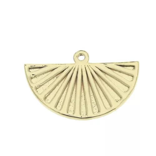 14x22mm Half circle worked pendant - Gold plated 3 micron x1
