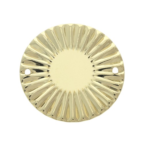 25mm Pleated effect round Spacer - Gold Plated 3 micron x1