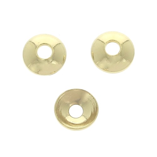 4.5mm Round bead caps - 3 micron Gold Plated x4