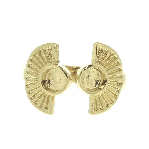 Adjustable ring for 4mm flat back cabochon - Gold Plated 3 microns x1